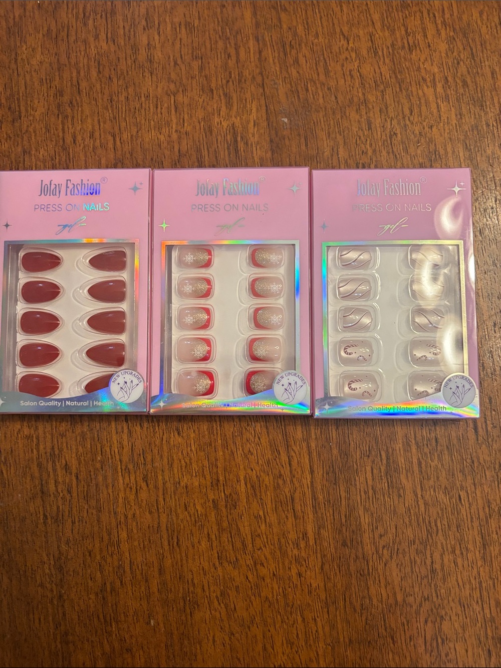 Joiay Fashion Press-On Nail Sets — Red, White & Nude Designs